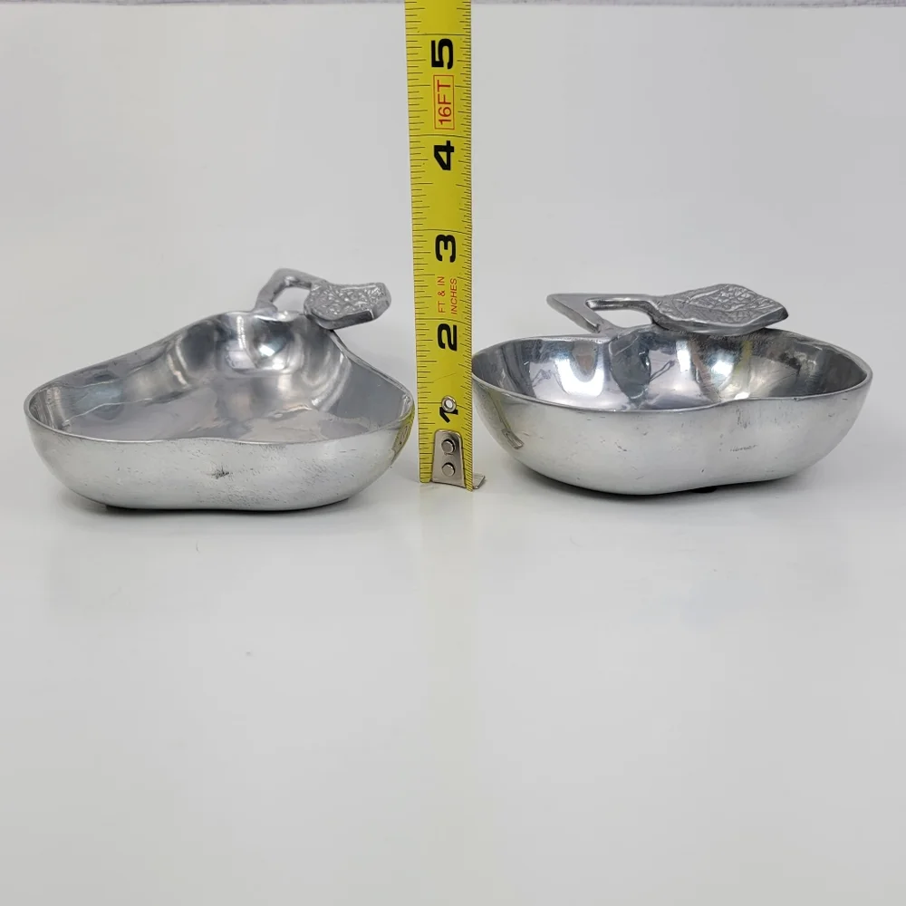 Pier 1 Imports Aluminum Apple and Pear Shaped Trinket Candy Dishes Set of 2
